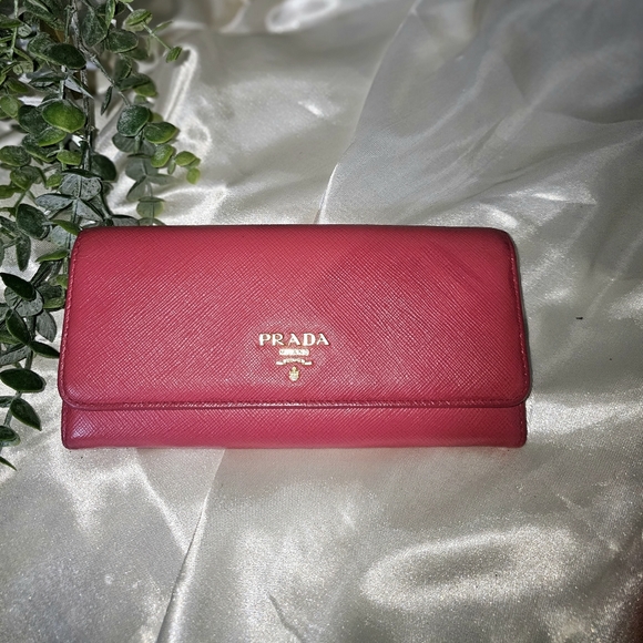 Prada Handbags - EUC Prada Pink Saffiano Long Wallet